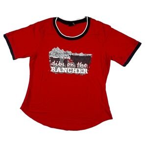 Cruel Denim "Dibs on the Rancher" Women's Western‎ Wear XL Size Red T-Shirt